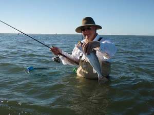 Port O' Connor Texas Wade Fishing the Shallow Water Bay Systems for Speckled Trout with Artificial Bait.